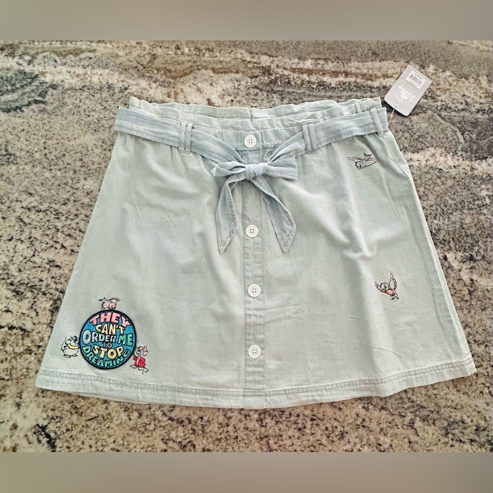 Disney Cinderella They can’t order me to stop dreaming Skirt L Mice & Birds NWT
